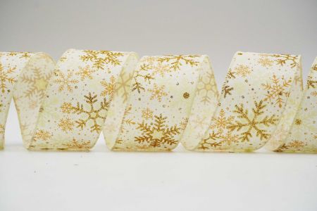 Textured Snowflakes Wired Ribbon_KF7103GC-2-2_beige
